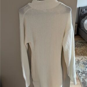 H&M White Cowl Neck Sweater Ribbed Knit
